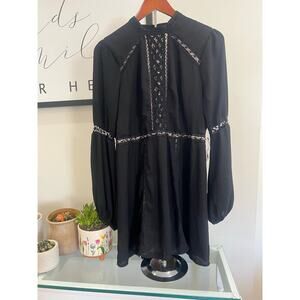 Black Lace Detail Long Sleeve Dress | Size 10 | NWT
